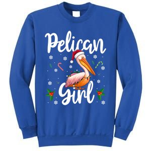 Funny Pelican Christmas Santa Hat Lights Snowflakes Gift Sweatshirt