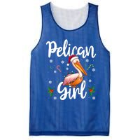 Funny Pelican Christmas Santa Hat Lights Snowflakes Gift Mesh Reversible Basketball Jersey Tank