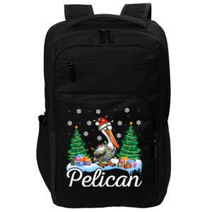 Funny Pelican Christmas Tree Snowflakes Santa Hat Lights Gift Impact Tech Backpack