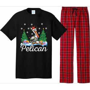 Funny Pelican Christmas Tree Snowflakes Santa Hat Lights Gift Pajama Set