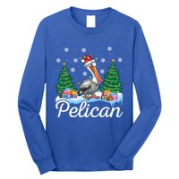 Funny Pelican Christmas Tree Snowflakes Santa Hat Lights Gift Long Sleeve Shirt