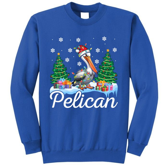 Funny Pelican Christmas Tree Snowflakes Santa Hat Lights Gift Sweatshirt