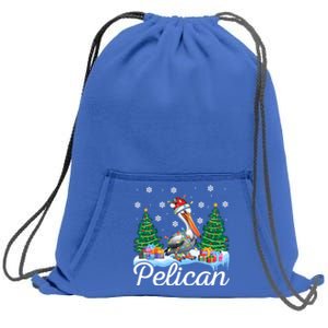 Funny Pelican Christmas Tree Snowflakes Santa Hat Lights Gift Sweatshirt Cinch Pack Bag