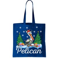 Funny Pelican Christmas Tree Snowflakes Santa Hat Lights Gift Tote Bag