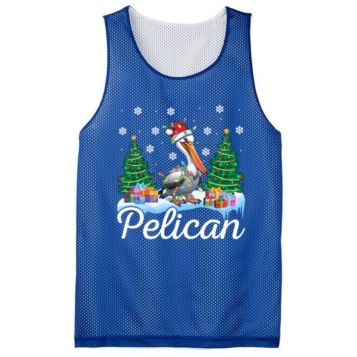 Funny Pelican Christmas Tree Snowflakes Santa Hat Lights Gift Mesh Reversible Basketball Jersey Tank