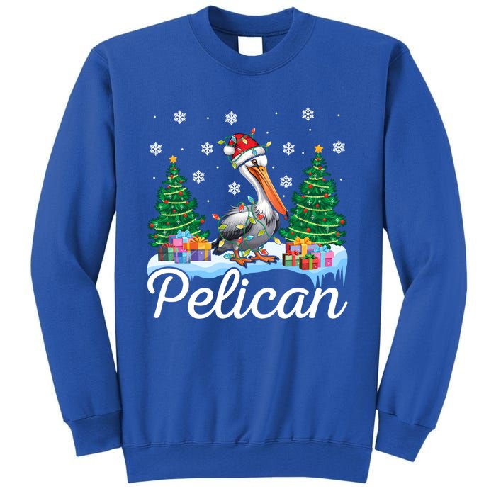 Funny Pelican Christmas Tree Snowflakes Santa Hat Lights Gift Tall Sweatshirt