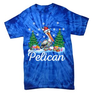 Funny Pelican Christmas Tree Snowflakes Santa Hat Lights Gift Tie-Dye T-Shirt