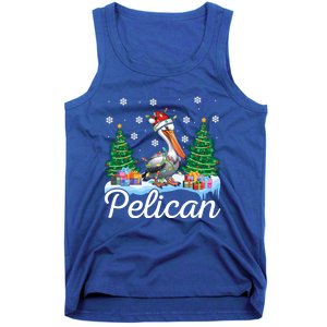 Funny Pelican Christmas Tree Snowflakes Santa Hat Lights Gift Tank Top