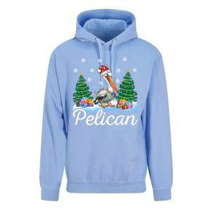 Funny Pelican Christmas Tree Snowflakes Santa Hat Lights Gift Unisex Surf Hoodie