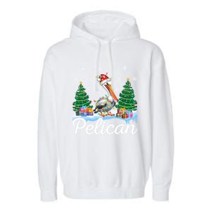 Funny Pelican Christmas Tree Snowflakes Santa Hat Lights Gift Garment-Dyed Fleece Hoodie