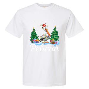 Funny Pelican Christmas Tree Snowflakes Santa Hat Lights Gift Garment-Dyed Heavyweight T-Shirt