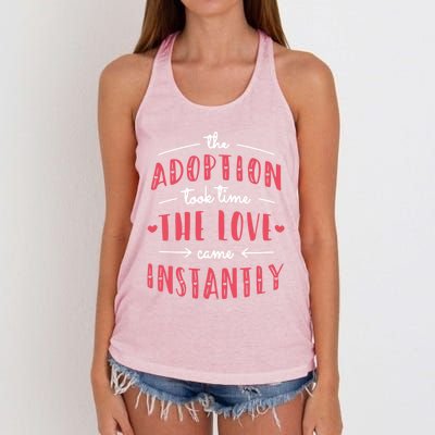 Foster Parents Care Adoption Took Time Love Come Instantly Meaningful Gift Women's Knotted Racerback Tank