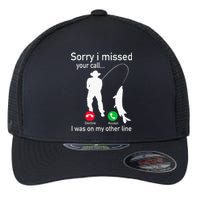 Fishing Phone Call With Fishing Line Funny Fish Fisherman Flexfit Unipanel Trucker Cap