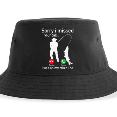 Fishing Phone Call With Fishing Line Funny Fish Fisherman Sustainable Bucket Hat