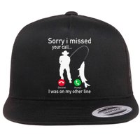 Fishing Phone Call With Fishing Line Funny Fish Fisherman Flat Bill Trucker Hat