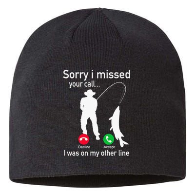 Fishing Phone Call With Fishing Line Funny Fish Fisherman Sustainable Beanie