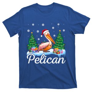 Funny Pelican Christmas Tree Snowflakes Santa Hat Lights Gift T-Shirt