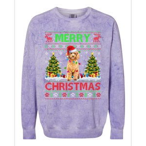 Funny Poodle Christmas Ugly Sweater Poodle Tree Lights Xmas Gift Colorblast Crewneck Sweatshirt