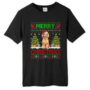 Funny Poodle Christmas Ugly Sweater Poodle Tree Lights Xmas Gift Tall Fusion ChromaSoft Performance T-Shirt