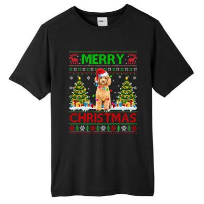 Funny Poodle Christmas Ugly Sweater Poodle Tree Lights Xmas Gift Tall Fusion ChromaSoft Performance T-Shirt