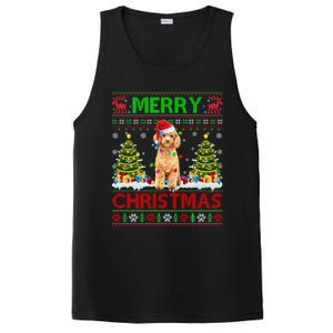 Funny Poodle Christmas Ugly Sweater Poodle Tree Lights Xmas Gift PosiCharge Competitor Tank