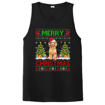 Funny Poodle Christmas Ugly Sweater Poodle Tree Lights Xmas Gift PosiCharge Competitor Tank