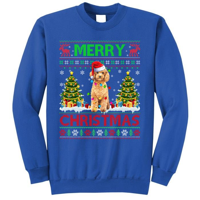 Funny Poodle Christmas Ugly Sweater Poodle Tree Lights Xmas Gift Sweatshirt