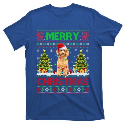 Funny Poodle Christmas Ugly Sweater Poodle Tree Lights Xmas Gift T-Shirt