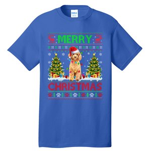 Funny Poodle Christmas Ugly Sweater Poodle Tree Lights Xmas Gift Tall T-Shirt