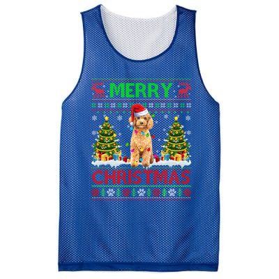 Funny Poodle Christmas Ugly Sweater Poodle Tree Lights Xmas Gift Mesh Reversible Basketball Jersey Tank