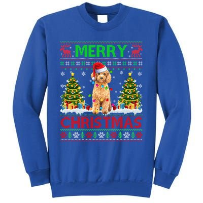 Funny Poodle Christmas Ugly Sweater Poodle Tree Lights Xmas Gift Tall Sweatshirt