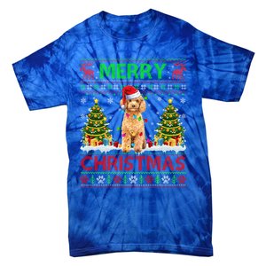 Funny Poodle Christmas Ugly Sweater Poodle Tree Lights Xmas Gift Tie-Dye T-Shirt