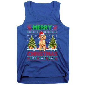 Funny Poodle Christmas Ugly Sweater Poodle Tree Lights Xmas Gift Tank Top