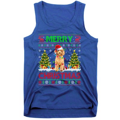 Funny Poodle Christmas Ugly Sweater Poodle Tree Lights Xmas Gift Tank Top