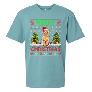 Funny Poodle Christmas Ugly Sweater Poodle Tree Lights Xmas Gift Sueded Cloud Jersey T-Shirt