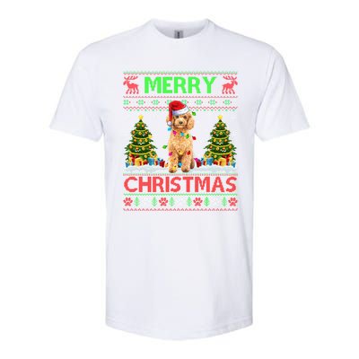 Funny Poodle Christmas Ugly Sweater Poodle Tree Lights Xmas Gift Softstyle CVC T-Shirt