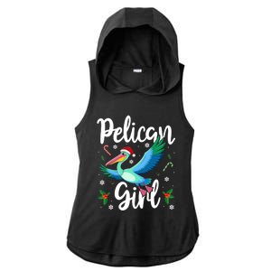 Funny Pelican Christmas Santa Hat Lights Snowflakes Gift Ladies PosiCharge Tri-Blend Wicking Draft Hoodie Tank