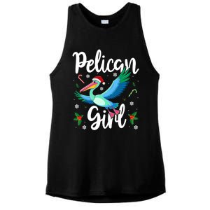 Funny Pelican Christmas Santa Hat Lights Snowflakes Gift Ladies PosiCharge Tri-Blend Wicking Tank