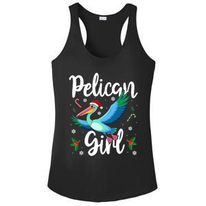 Funny Pelican Christmas Santa Hat Lights Snowflakes Gift Ladies PosiCharge Competitor Racerback Tank