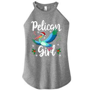 Funny Pelican Christmas Santa Hat Lights Snowflakes Gift Women's Perfect Tri Rocker Tank