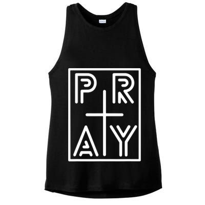 Funny Pray Christian Cross Religious Faith Jesus Lover Ladies PosiCharge Tri-Blend Wicking Tank