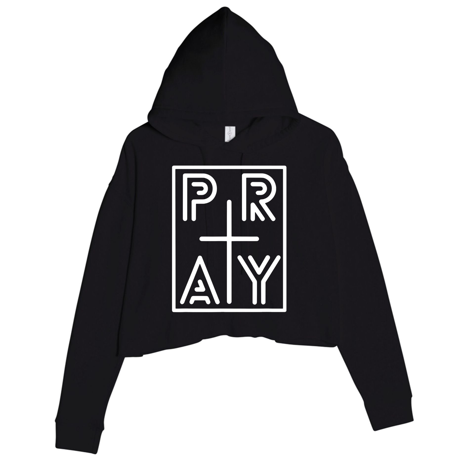 Funny Pray Christian Cross Religious Faith Jesus Lover Crop Fleece Hoodie
