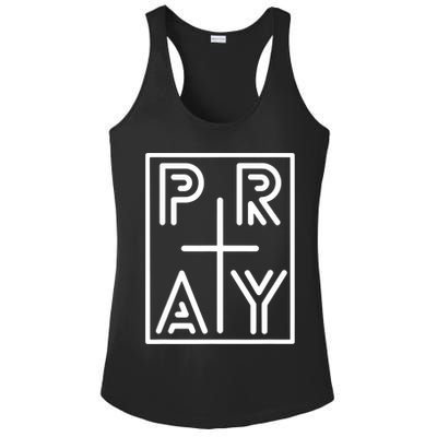 Funny Pray Christian Cross Religious Faith Jesus Lover Ladies PosiCharge Competitor Racerback Tank