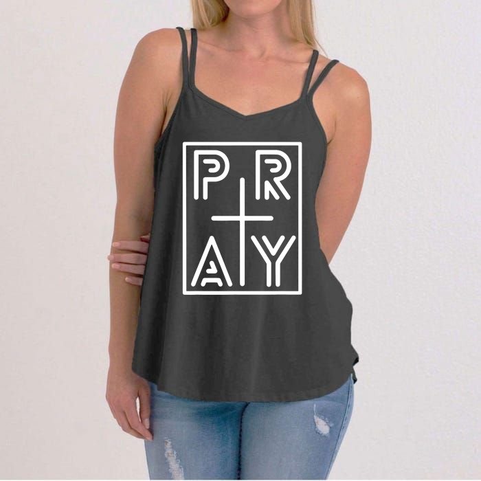 Funny Pray Christian Cross Religious Faith Jesus Lover Women's Strappy Tank