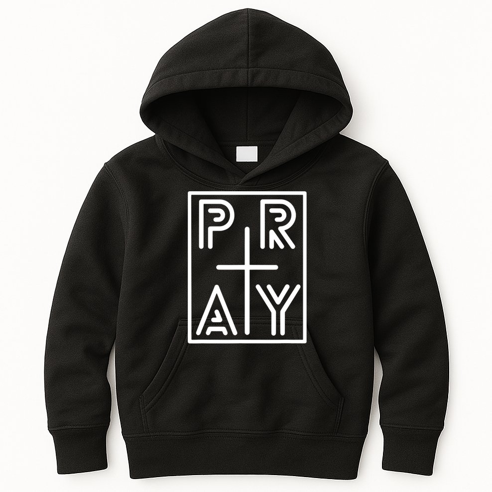 Funny Pray Christian Cross Religious Faith Jesus Lover Kids Hoodie