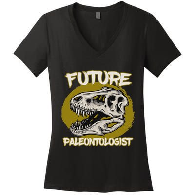 Future Paleontologist Cute Gifts For Dino Explorer Women's V-Neck T-Shirt