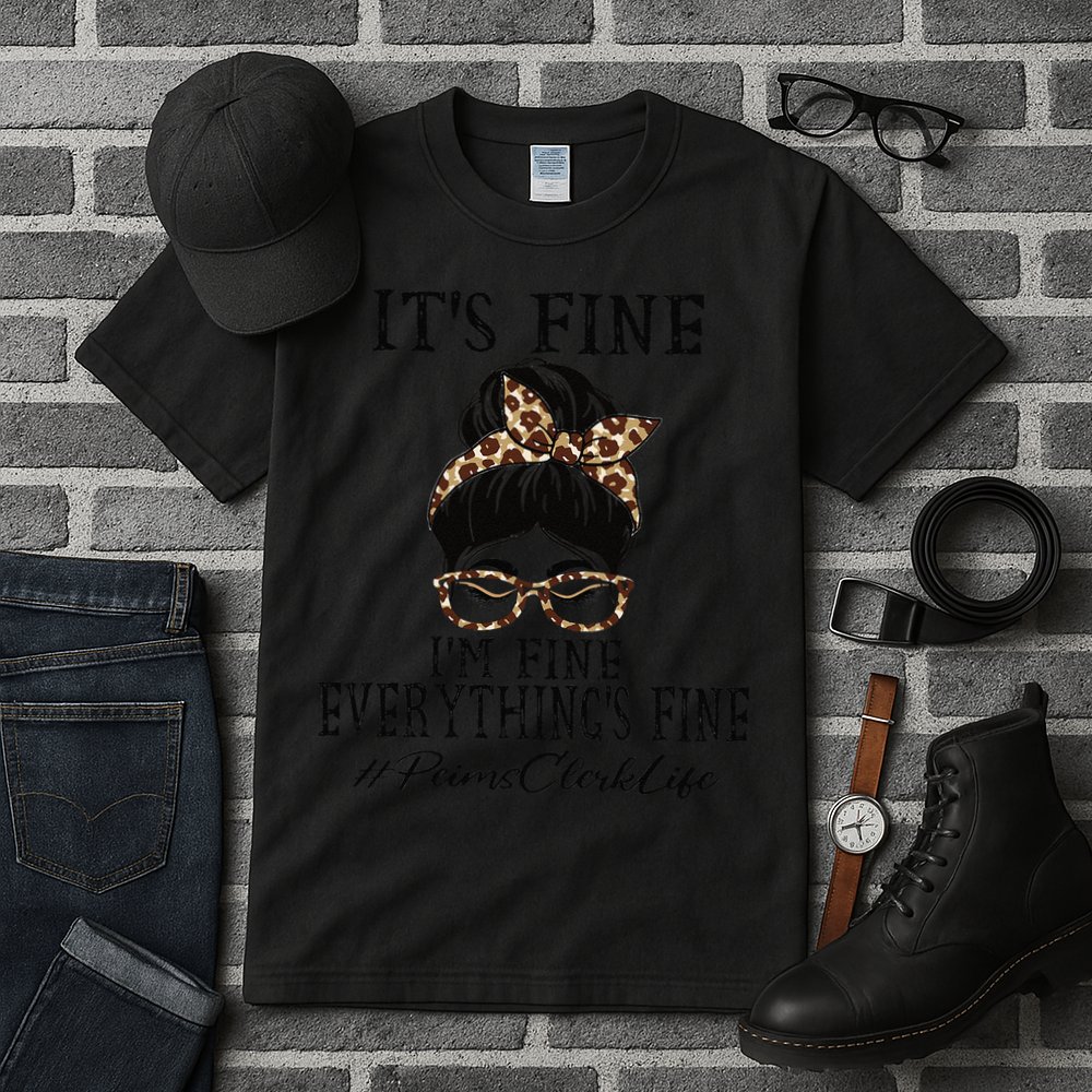 Funny Peims Clerk It's Fine, I'm Fine And Everything's Fine Tall T-Shirt