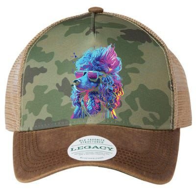 Funny Poodle Colorful Poodle Wearing Sunglasses Legacy Tie Dye Trucker Hat