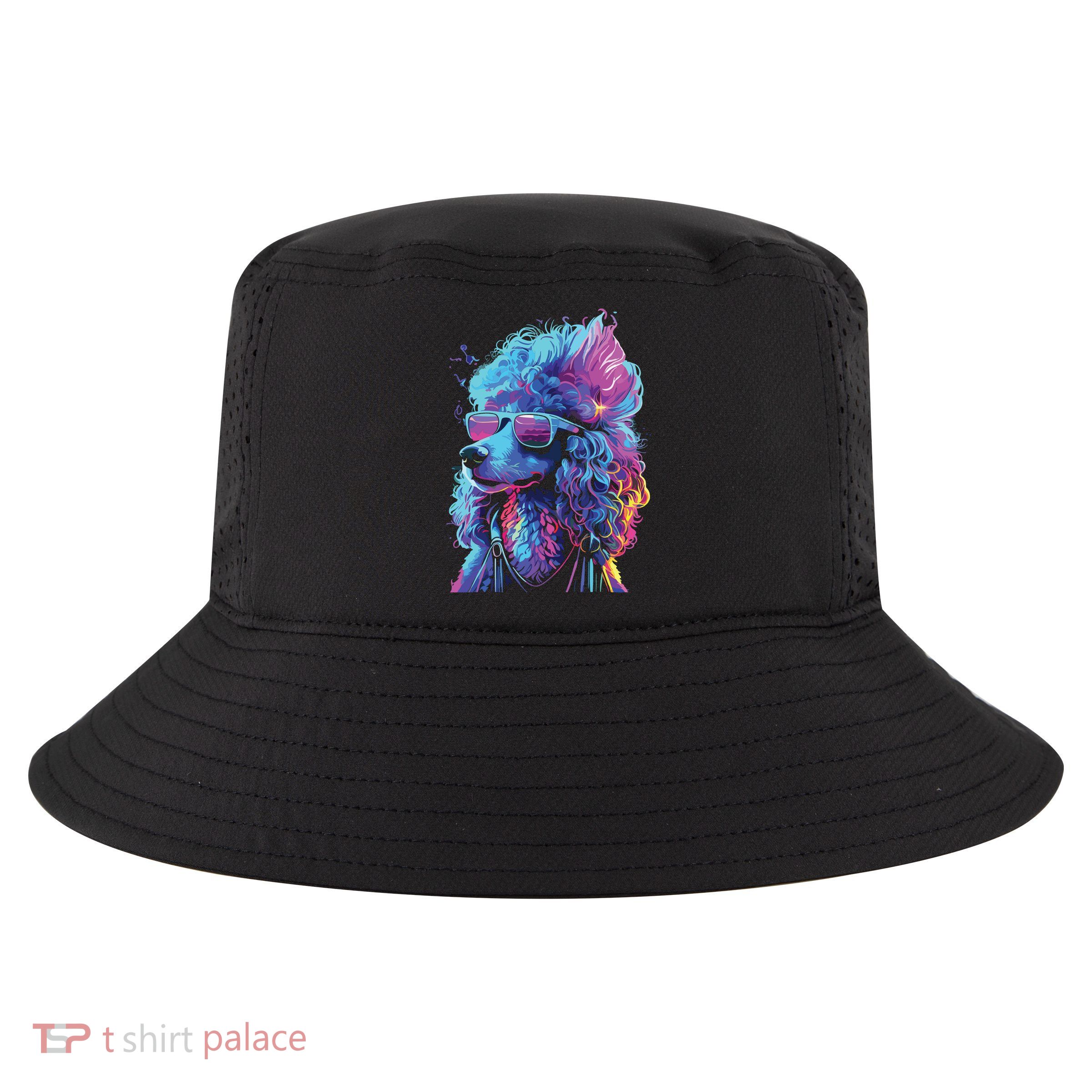 Funny Poodle Colorful Poodle Wearing Sunglasses Cool Comfort Performance Bucket Hat