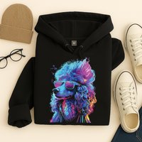 Funny Poodle Colorful Poodle Wearing Sunglasses Hoodie